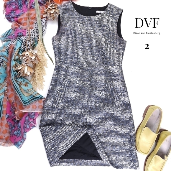 Diane Von Furstenberg Grey Tweed  Dress 2 - Picture 1 of 13
